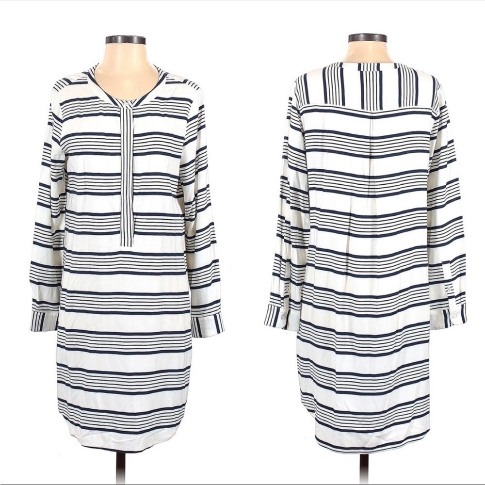 Vince Camuto Striped Shirt Career Casual Office Dress Size Small S White Striped